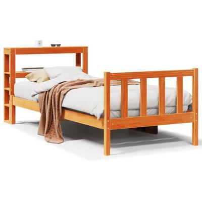 Bedframe met hoofdbord massief grenenhout wasbruin 90x190 cm Bedframe met hoofdbord massief grenenhout wasbruin 90x190 cm