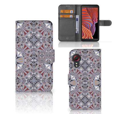 Samsung Galaxy Xcover 5 | Bookcase | Flower Tiles Samsung Galaxy Xcover 5 | Bookcase | Flower Tiles
