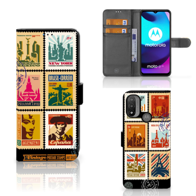 Motorola Moto E20 | E30 | E40 | Flip Cover | Postzegels | Portemonnee hoesje