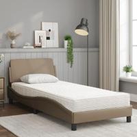 Bed met matras kunstleer cappuccinokleurig 90x190 cm - thumbnail