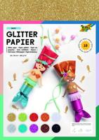 Glitterpapier folia 1-zijdig 24x34cm 170gr 10v ass - thumbnail