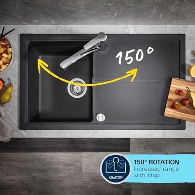 Grohe QuickFix Start verhoogde keukenmengkraan hoekig mat zwart - thumbnail