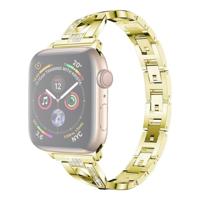 Kleurrijke diamant roestvrijstalen horlogeband voor Apple Watch serie & 44mm/3 & 2 & 1 42mm (goud) - thumbnail