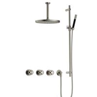 Hotbath Cobber - CW7067 - Inbouw Regendoucheset - Geborsteld Nikkel - 2 Stopkranen - Thermostatisch - Plafondbuis 15 cm - Hoofddouche 300 mm - Ronde Handdouche - Glijstang 900 mm - met M106 - Waterbesparend - thumbnail