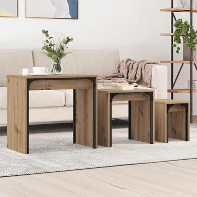 Nesting Koffietafel 3 pcs artisanaal eikenkleurig Nesting Koffietafel 3 pcs artisanaal eikenkleurig