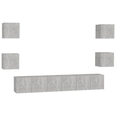 7-delige Tv-meubelset bewerkt hout betongrijs - thumbnail