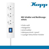 Kopp 232602016 Stekkerdoos met schakelaar 3-voudig Wit Randaarde stekker 1 stuk(s) - thumbnail