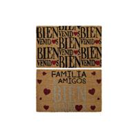 Deurmat DKD Home Decor Rood Zwart Bruin Rubber 2 Stuks Stads Kokosvezel (60 x 40 x 1,5 cm) - thumbnail