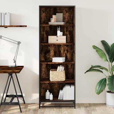Boekenkast 80,5x35x170,5 cm bewerkt hout gerookt eikenkleurig