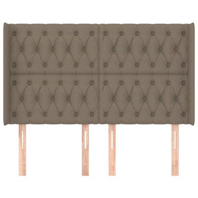 Hoofdbord met randen 147x16x118/128 cm stof taupe - thumbnail