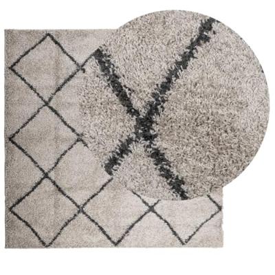 VidaXL Vloerkleed pamplona shaggy hoogpolig 240x240 cm beige antraciet