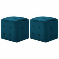 VidaXL Poef 2 st 30x30x30 cm fluweel blauw - thumbnail