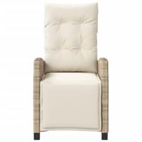 Tuinstoel verstelbaar met voetensteun poly rattan beige - thumbnail