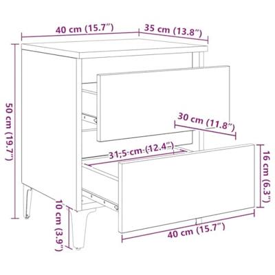 Bedkasten 2 st Old Wood 40x35x50 cm Engineered Wood