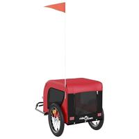 Hondenfietstrailer oxford stof en ijzer rood en zwart - thumbnail