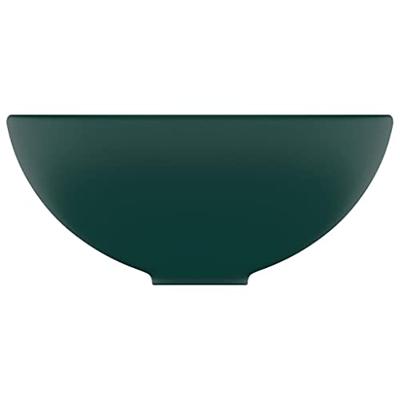 Wastafel rond 32,5x14 cm keramiek mat donkergroen