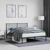 Bedframe met hoofdbord metaal zwart 140x200 cm - thumbnail