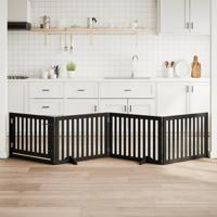 Hondenhek inklapbaar 4 panelen 320 cm populierenhout zwart - thumbnail