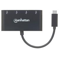 Manhattan Manhattan USB-C Dock/Hub, Ports (x4): USB-A (x4) 162746 USB-hub 4 poorten USB-A USB 3.1 Gen1 5 GBit/s Met USB-C stekker Zwart - thumbnail