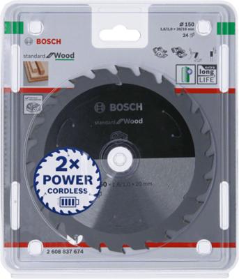 Bosch Accessories Bosch Power Tools 2608837674 Hardmetaal-cirkelzaagblad 150 x 20 mm Aantal tanden: 24 1 stuk(s)