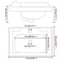 Wastafel rechthoekig 71x48x23 cm keramiek wit - thumbnail