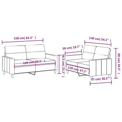 2-delige Loungeset met kussens stof bruin