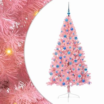 VidaXL Kunstmatig voorverlicht kerstboom met 300 led roze 180 cm pvc