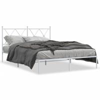 Bedframe met hoofdbord metaal wit 135x190 cm - thumbnail