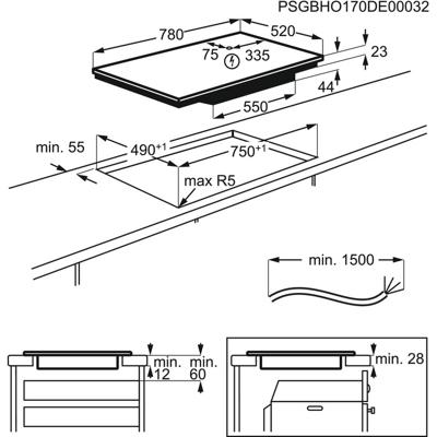 AEG 6000 serie FlexiBridge inductie Kookplaat 80 cm IKE85471FB