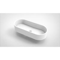 Arcqua Case waskom - 60x26cm - Ovaal - Cast marble Wit Glans WAS107989 - thumbnail