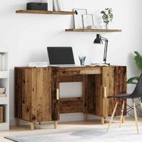 Bureau met plank Oud Hout 140 x 50 x 75 cm Bewerkt hout - thumbnail