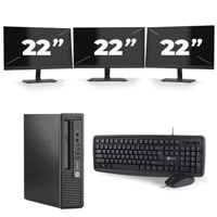 HP EliteDesk 800 G1 USFF - Intel Core i7-4e Generatie - 16GB RAM - 256GB SSD - Windows 10 + 3x 22 inch Monitor - thumbnail