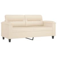 2-delige Loungeset met kussens microvezelstof beige - thumbnail
