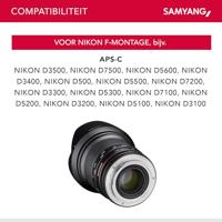 Samyang 16mm f/2.0 Nikon F (AE) MILC Zwart - thumbnail
