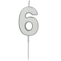 Cijferkaars &apos;6&apos; Zilverkleurig 5cm - thumbnail