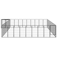 Hondenkennel 42 panelen 50x100 cm gepoedercoat staal zwart - thumbnail