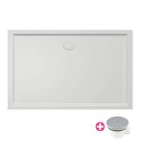 Douchebak Xenz Mariana | 110x90x4 cm | Incl.Afvoersifon-Chroom | Acryl | Rechthoekig | Wit glans - thumbnail