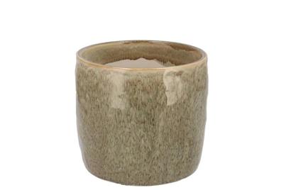 Iron stone zandkleurige geglazuurde pot 12x11cm
