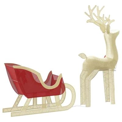 VidaXL Kerstdecoratie rendier en slee 100 led's warmwit