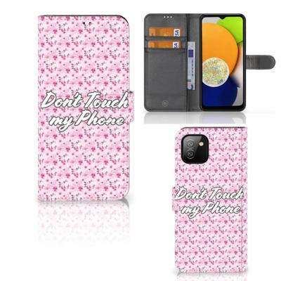 Samsung Galaxy A03 Portemonnee Hoesje Flowers Pink DTMP Samsung Galaxy A03 Portemonnee Hoesje Flowers Pink DTMP