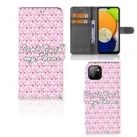 Samsung Galaxy A03 Portemonnee Hoesje Flowers Pink DTMP - thumbnail