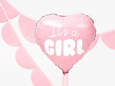 Folieballon Hart licht pink It's a girl 45cm