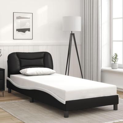 Bedframe zonder matras "Hvar" kunstleer zwart en wit 90x190 cm