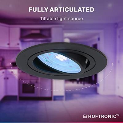 Set van 6 Miro smart inbouwspots - Wifi + Bluetooth - RGBWW - GU10 - Kantelbaar - Google Home, Amazon Alexa en Siri - IP20 voor binnen - Zwart - Plafondspots Set van 6 Miro smart inbouwspots - Wifi + Bluetooth - RGBWW - GU10 - Kantelbaar - Google Home, Amazon Alexa en Siri - IP20 voor binnen - Zwart - Plafondspots