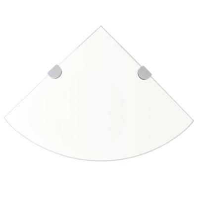 VidaXL Hoekschappen 2 st met chromen dragers 25x25 cm glas transparant VidaXL Hoekschappen 2 st met chromen dragers 25x25 cm glas transparant