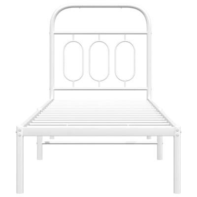 Bedframe met hoofdbord zonder matras metaal wit 75x190 cm