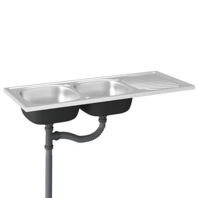 VidaXL Gootsteen dubbele bak 1200x600x155 mm roestvrij staal zilver VidaXL Gootsteen dubbele bak 1200x600x155 mm roestvrij staal zilver