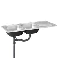 VidaXL Gootsteen dubbele bak 1200x600x155 mm roestvrij staal zilver - thumbnail