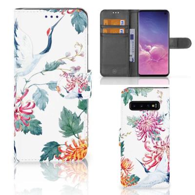 Samsung Galaxy S10 | Telefoonhoesje | Met pasjeshouder | Bird Flowers