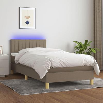 Boxspring met matras en LED stof taupe 90x190 cm
